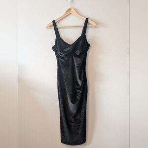 Betty Page Black And Gold Shimmery Midi Wiggle Pin Up Dress